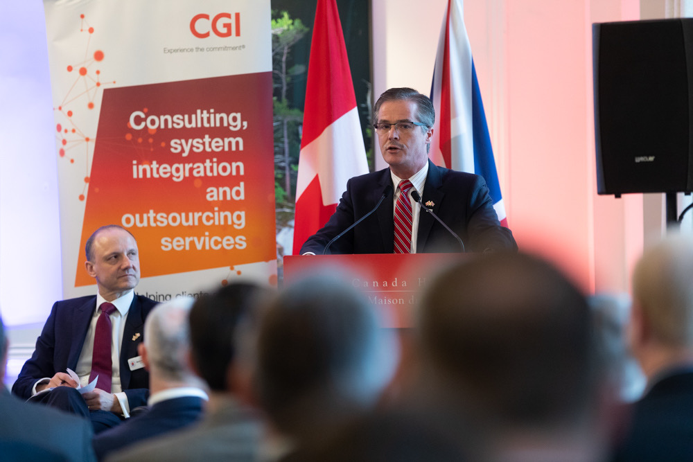 Peter Hall speaking at Canada House.